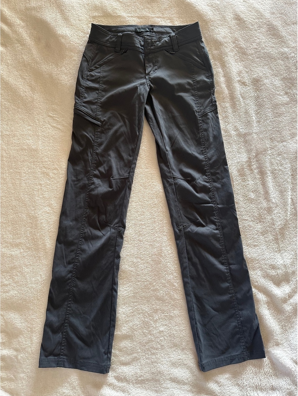 prAna Brenna Hiking Pants Size 2 Dark Grey Stretch Zion Moto Trim